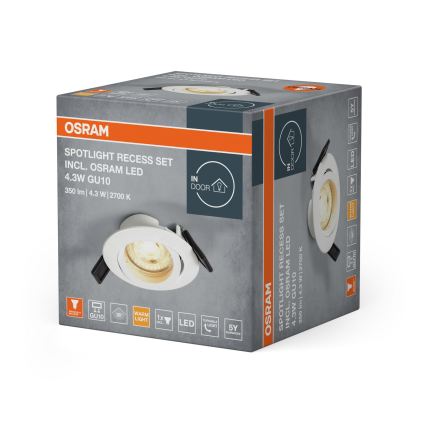 Osram - LED-upotettava SPOT 1xGU10/4,3W/230V 2700K CRI 90 valkoinen