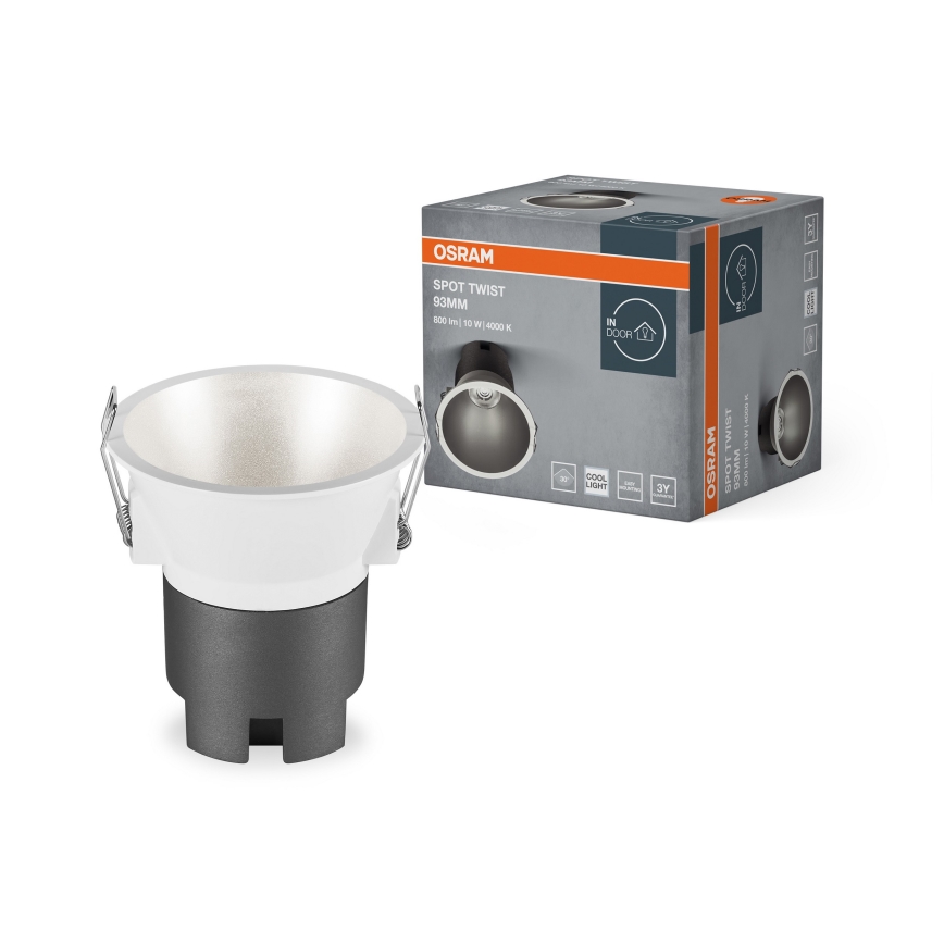 Osram - SPOT TWIST LED-upotettava valaisin 10 W/230 V 4000 K Ø 9,3 cm valkoinen/hopea