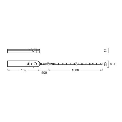 Osram - LED-valonauha liiketunnistimella FLEX 1m LED/2W/4xAA