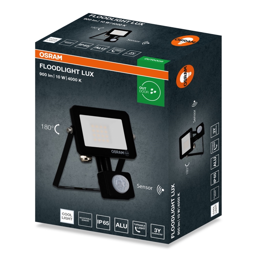 Osram - LED-valonheitin anturilla FLOODLIGHT LED/10W/230V 4000K IP65