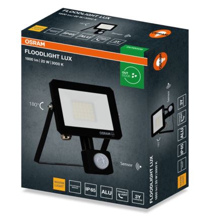 Osram - LED-valonheitin anturilla FLOODLIGHT LED/20W/230V 3000K IP65