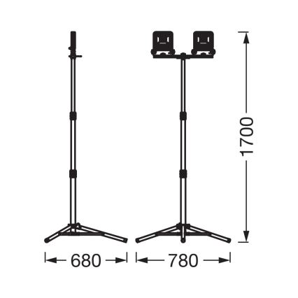 Osram - LED-työvalo jalustalla TRIPOD 2xLED/20W/230V 4000K IP65 oranssi/antrasiitti