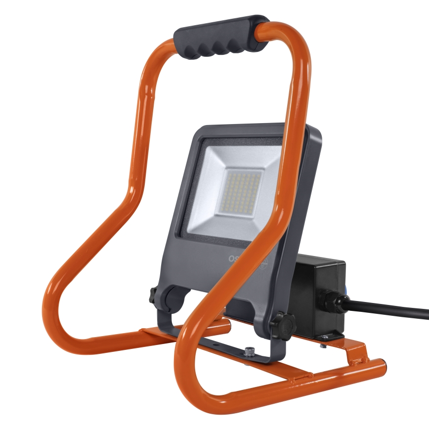Osram - LED-heittovalaisin kiinnikkeellä ja pistorasioilla R-STAND LED/50W/230V 4000K IP44 oranssi/antrasiitti