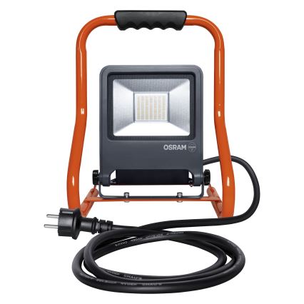 Osram - LED-heittovalaisin kiinnikkeellä ja pistorasioilla R-STAND LED/50W/230V 4000K IP44 oranssi/antrasiitti