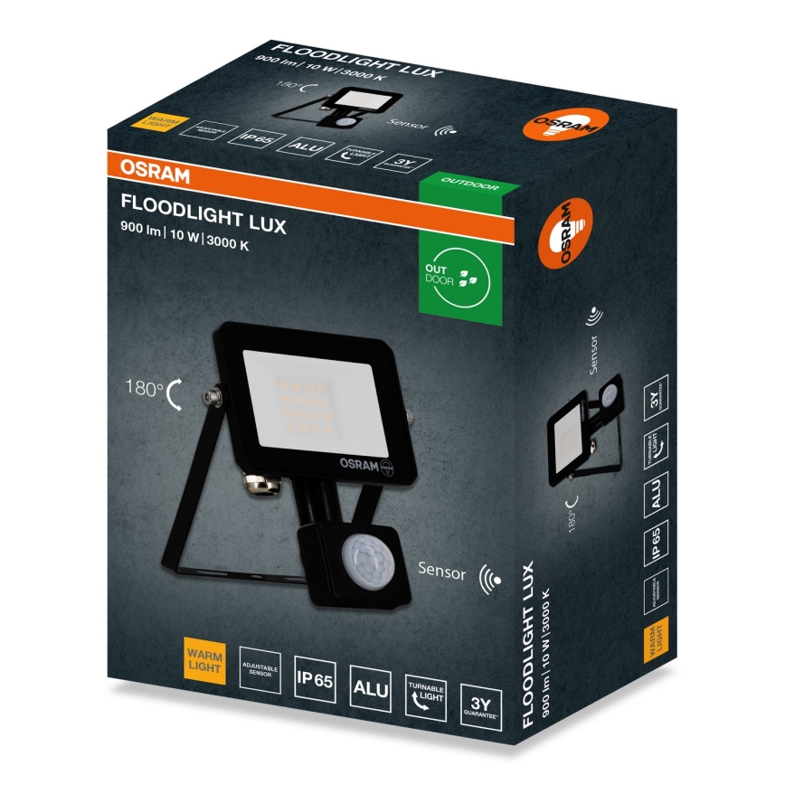 Osram - LED-valonheitin liiketunnistimella FLOODLIGHT LED/10W/230V 3000K IP65