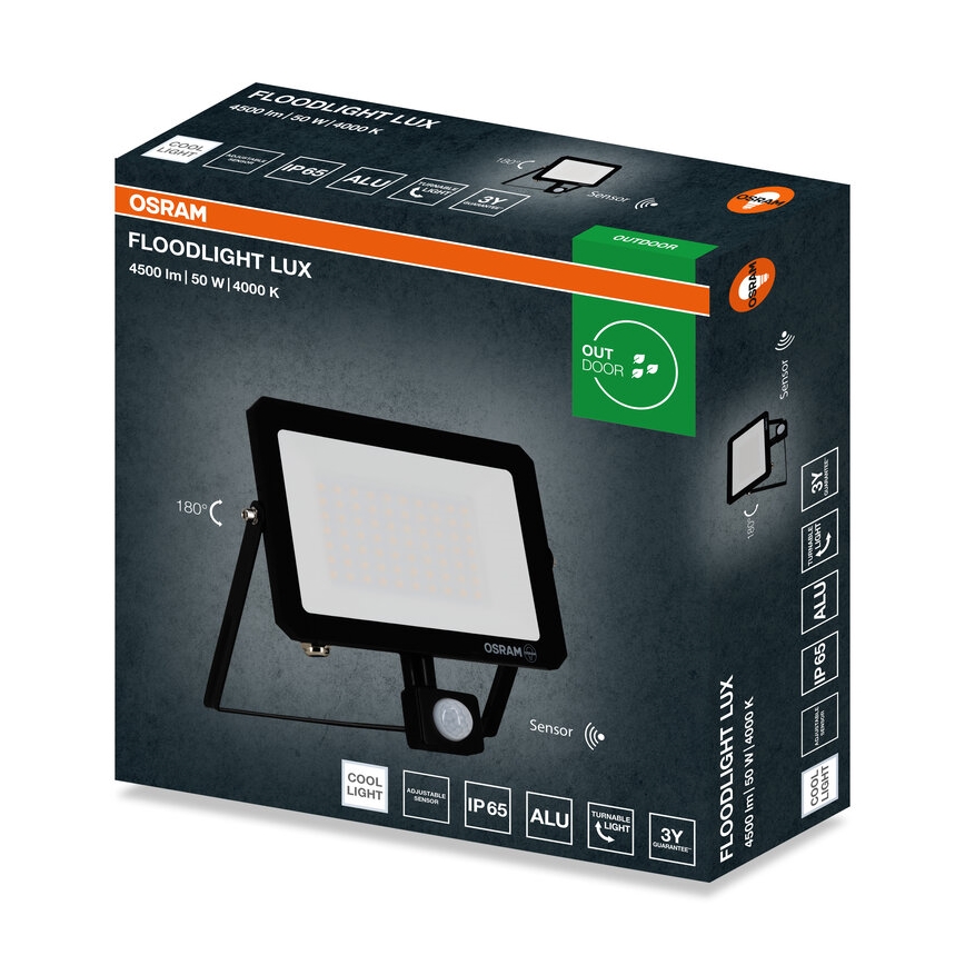 Osram - LED-valonheitin liiketunnistimella FLOODLIGHT LED/50W/230V 4000K IP65