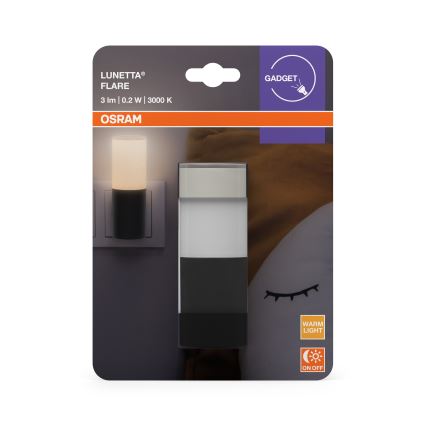 Osram - LED-yövalo hämäräsensorilla LUNETTA LED/0,2W/230V musta