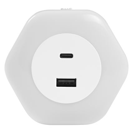 Osram - LED-opastevalaisin pistorasiaan USB-liitännällä LUNETTA LED/15W/230V valkoinen