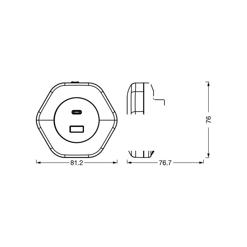 Osram - LED-opastevalaisin pistorasiaan USB-liitännällä LUNETTA LED/15W/230V valkoinen