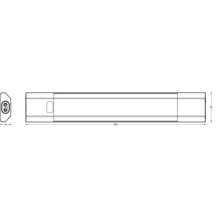 Osram - LED-himmennettävä alakaappivalaisin liiketunnistimella LINEAR EDGE LED/4W/230V 3000/4000/6500K 30 cm musta