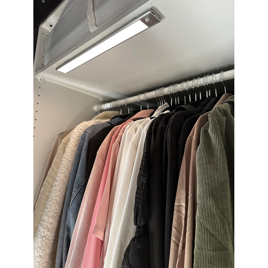 Osram - LED alakaapin valaisin liike- ja hämäräanturilla LINEAR 4W/3,7V 1500 mAh 3000/4000/6500K 60 cm harmaa