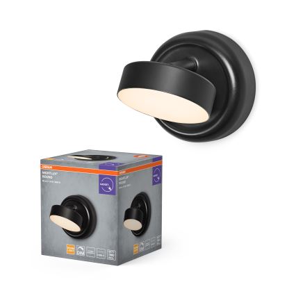 Osram - ladattava, himmennettävä kosketusohjattu seinävalaisin NIGHTLUX LED/1,8W/5V musta