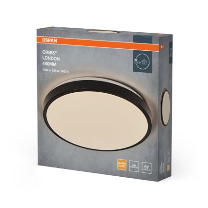 Osram - ORBIS LONDON LED-kattovalaisin, 36 W, 230 V, Ø 48 cm, musta