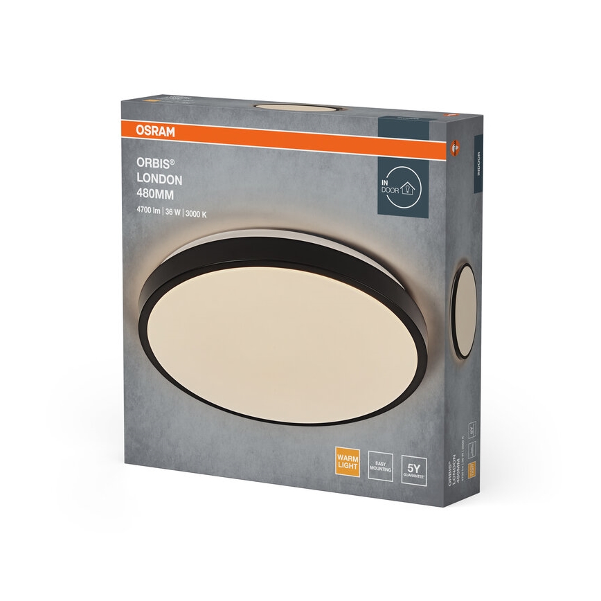 Osram - ORBIS LONDON LED-kattovalaisin, 36 W, 230 V, Ø 48 cm, musta