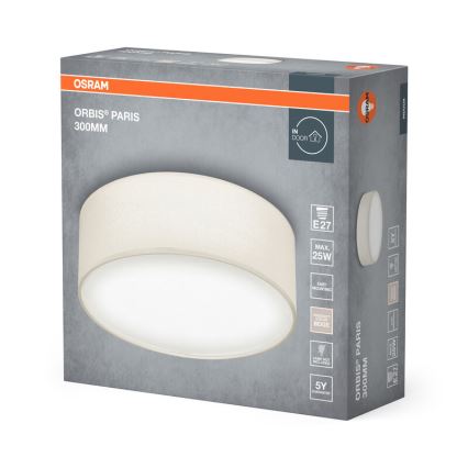 Osram - ORBIS PARIS kattovalaisin 1xE27/25W/230V, halkaisija 30 cm, kermanvärinen