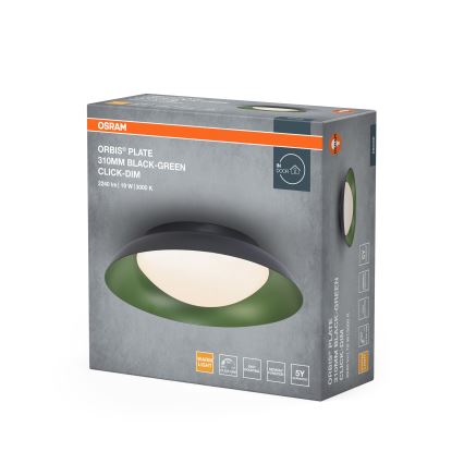 Osram - himmennettävä LED-kattovalaisin ORBIS PLATE LED/19W/230V, halkaisija 31 cm, vihreä/musta