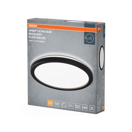 Osram - LED-himmennettävä kattovalaisin ORBIS ULTRA SLIM LED/15W/230V 3000K halkaisija 23,5 cm musta