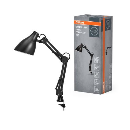Osram - Pöytälamppu klipsillä DESK LINE 1xE27/11W/230V musta