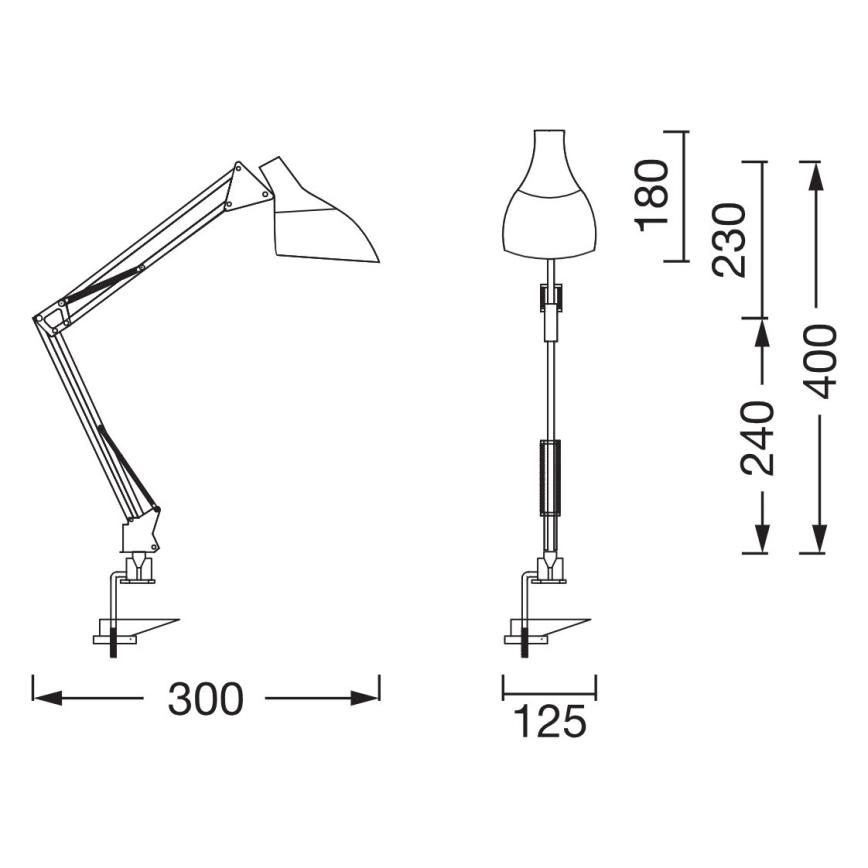 Osram - Pöytälamppu klipsillä DESK LINE 1xE27/11W/230V musta