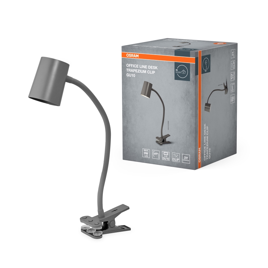 Osram - Pöytälamppu klipsillä DESK LINE 1xGU10/9W/230V harmaa