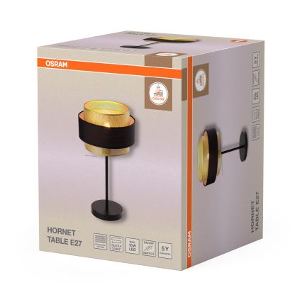 Osram - Pöytävalaisin DECOR HORNET 1xE27/10W/230V musta/kulta