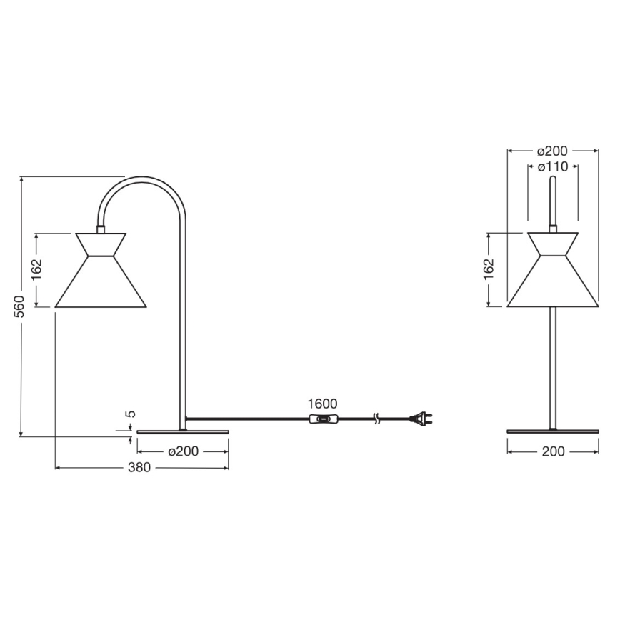 Osram - Pöytävalaisin DECOR WAIST 1xE27/40W/230V musta