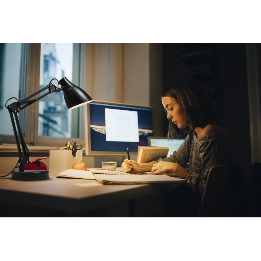 Osram - Pöytävalaisin DESK LINE 1xE27/11W/230V musta