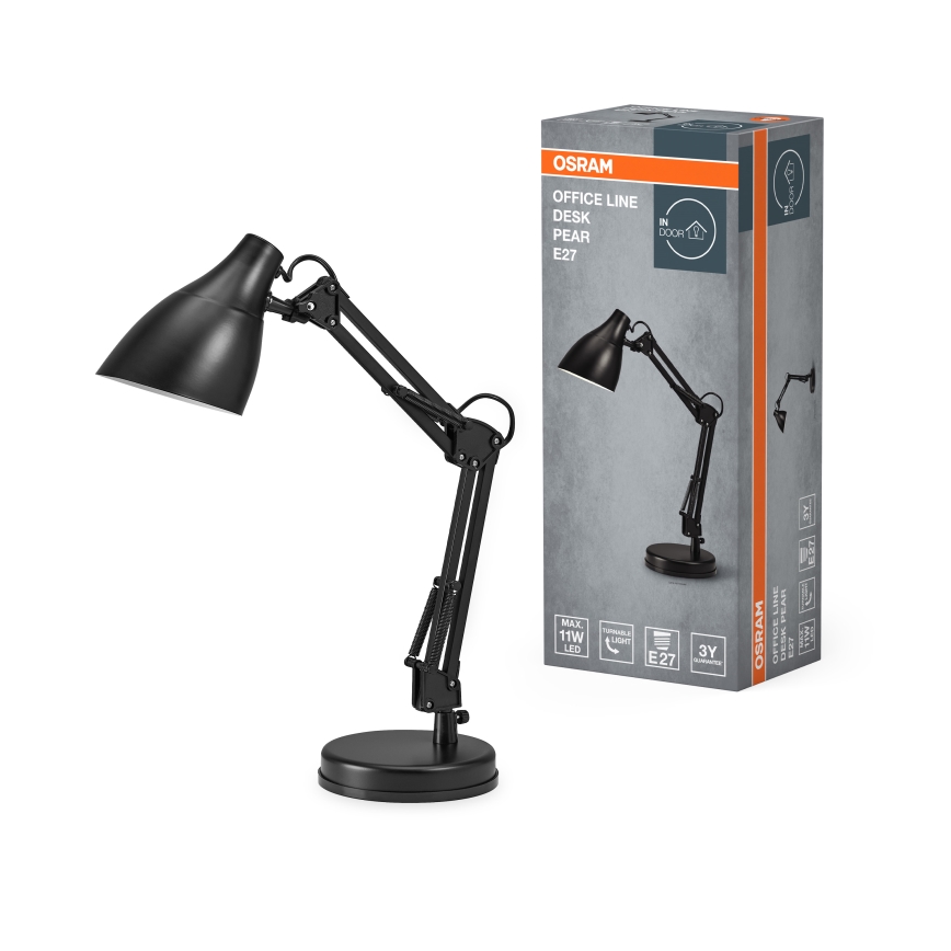 Osram - Pöytävalaisin DESK LINE 1xE27/11W/230V musta