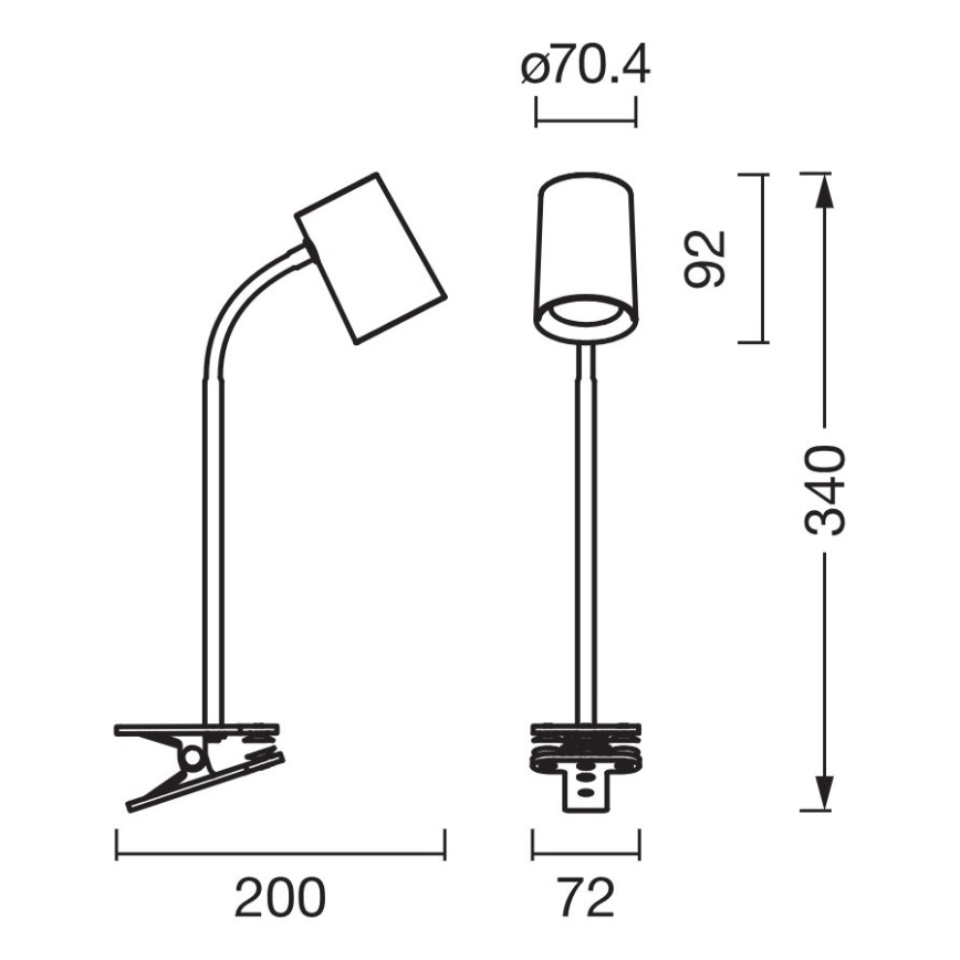 Osram - Pöytävalaisin klipsillä DESK LINE 1xGU10/9W/230V valkoinen