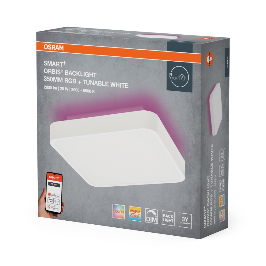 Osram - SMART+ ORBIS LED RGBW himmennettävä kattovalaisin LED/28W/230V 35x35 cm 2700-6500K Wi-Fi