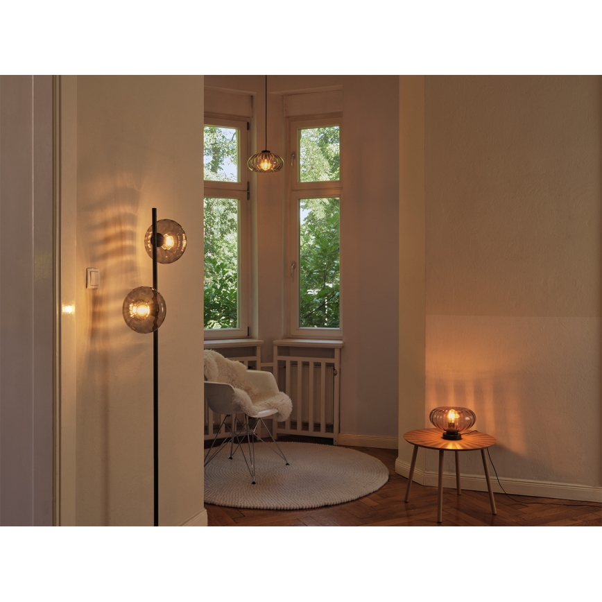 Osram - Riippuvalaisin DECOR SMOKE, kaapelilla, 1xE27/12W/230V, halkaisija 28 cm, musta/savunharmaa