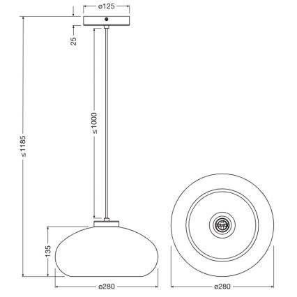 Osram - Riippuvalaisin DECOR SMOKE, kaapelilla, 1xE27/12W/230V, halkaisija 28 cm, musta/savunharmaa