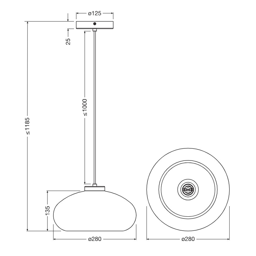 Osram - Riippuvalaisin DECOR SMOKE, kaapelilla, 1xE27/12W/230V, halkaisija 28 cm, musta/savunharmaa