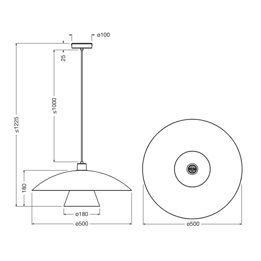 Osram - Riippuvalaisin johdolla DECOR FLYING MUSHROOM 1xE27/25W/230V Ø 50 cm musta