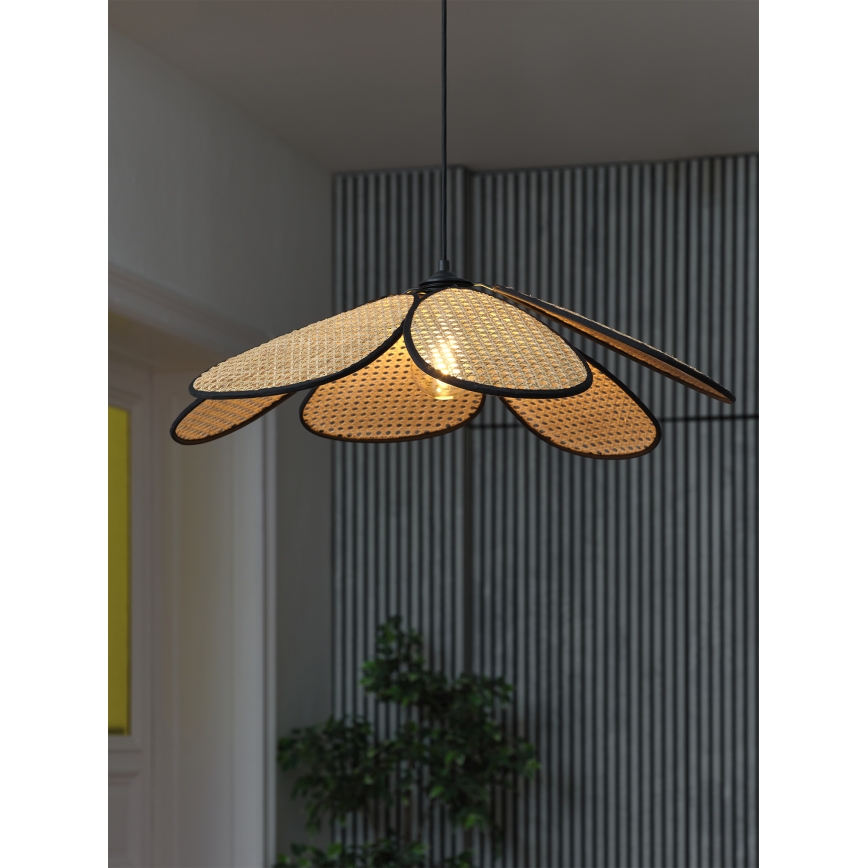 Osram - Riippuvalaisin johdolla DECOR RATTAN 1xE27/15W/230V, Ø 69 cm, beige/musta