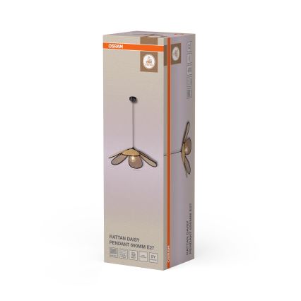 Osram - Riippuvalaisin johdolla DECOR RATTAN 1xE27/15W/230V, Ø 69 cm, beige/musta