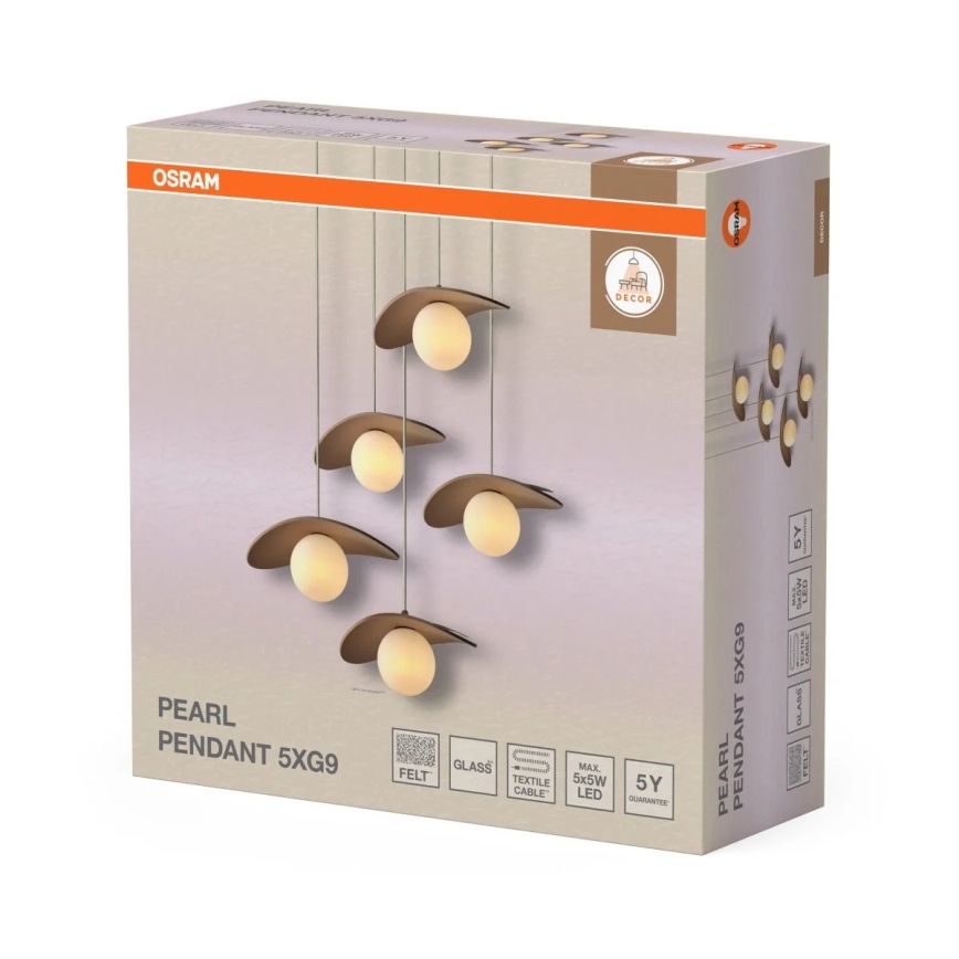 Osram - Riippuvalaisin kaapelilla DECOR PEARL 5xG9/5W/230V beige
