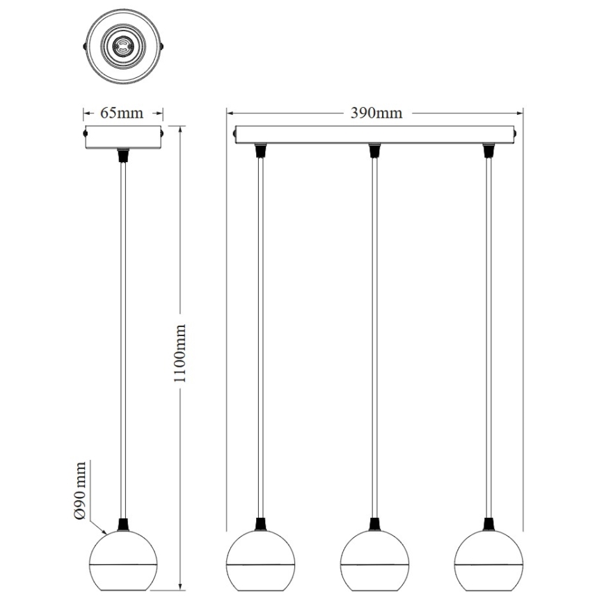 Osram - Riippuvalaisin kaapelilla SPOT SPHERAL 3xGU10/6W/230V musta