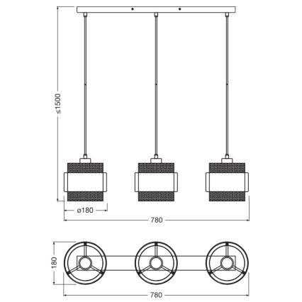 Osram - Riippuvalaisin vaijerilla DECOR HORNET 3xE27/10W/230V musta/kultainen