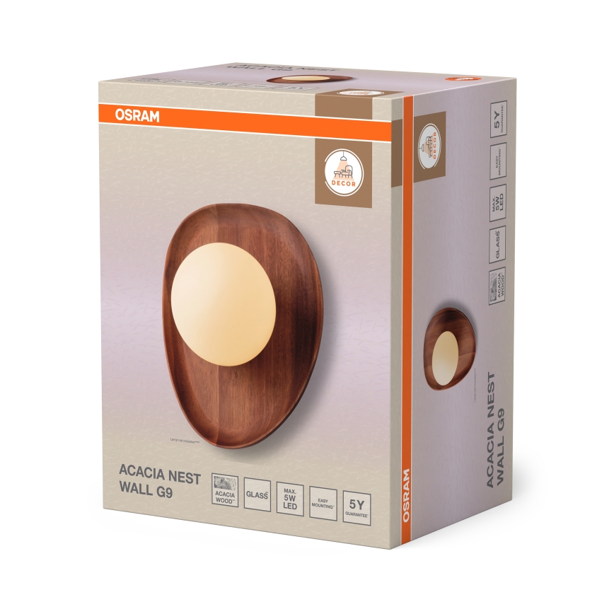 Osram - Seinävalaisin ACACIA NEST 1xG9/5W/230V akasiapuinen