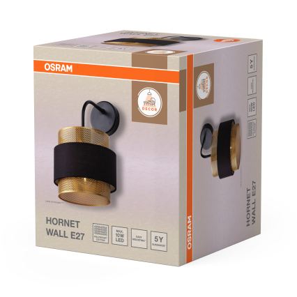 Osram - Seinävalaisin DECOR HORNET 1xE27/10W/230V musta/kultainen
