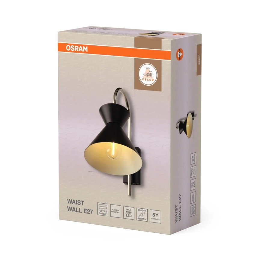 Osram - Seinävalaisin DECOR WAIST 1xE27/40W/230V musta