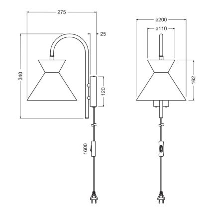 Osram - Seinävalaisin DECOR WAIST 1xE27/40W/230V musta