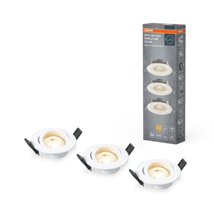 Osram - Setti 3 kpl himmennettäviä upotettavia LED-spot-valaisimia SPOT LED/4,9W/230V 2700K Ø 8,7 cm, valkoinen
