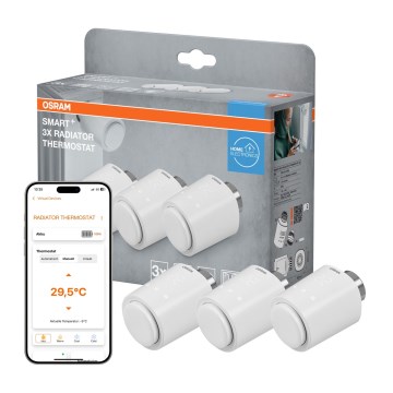 Osram - SMART+ termostaattiset patteriventtiilin päät, 3 kpl (3xAA), Wi‑Fi