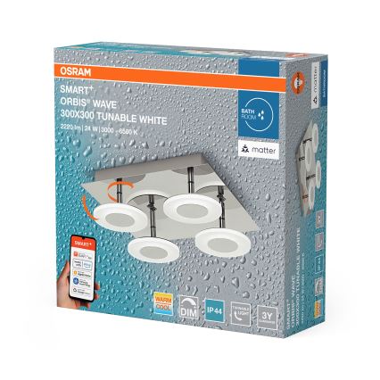 Osram - himmennettävä LED-kylpyhuoneen kattovalaisin SMART+ WAVE LED/24W/230V 3000-6500K IP44 Wi-Fi