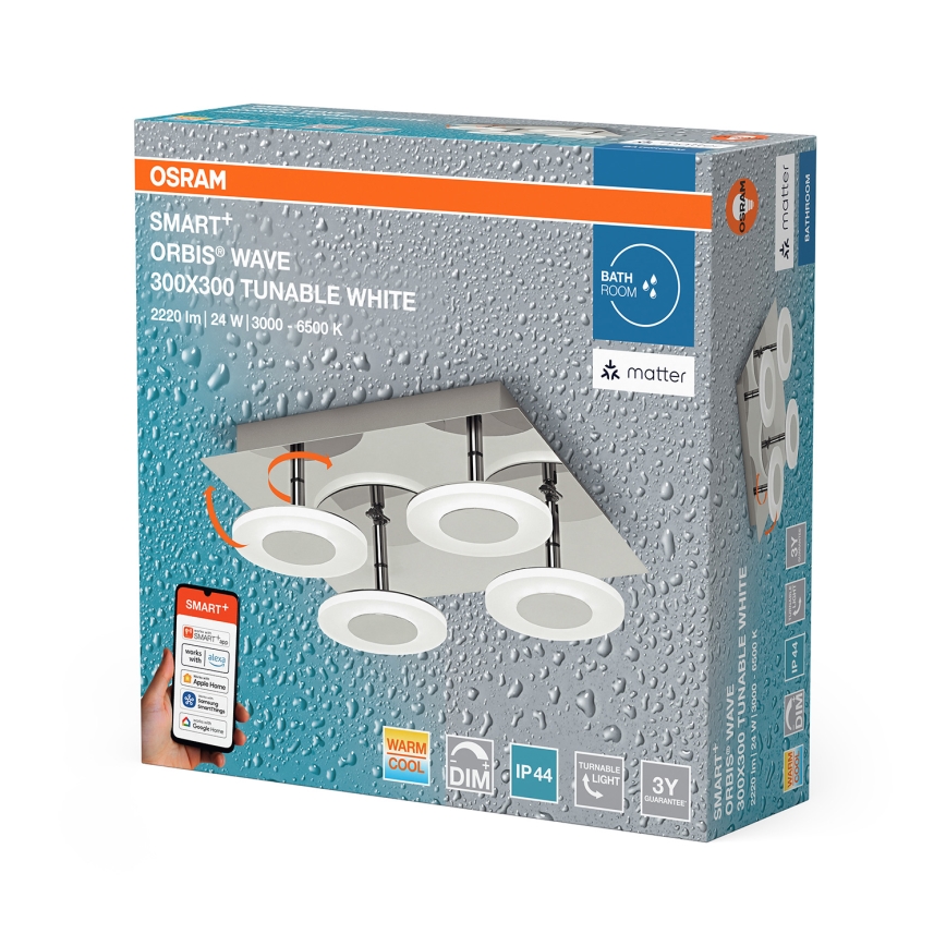 Osram - himmennettävä LED-kylpyhuoneen kattovalaisin SMART+ WAVE LED/24W/230V 3000-6500K IP44 Wi-Fi