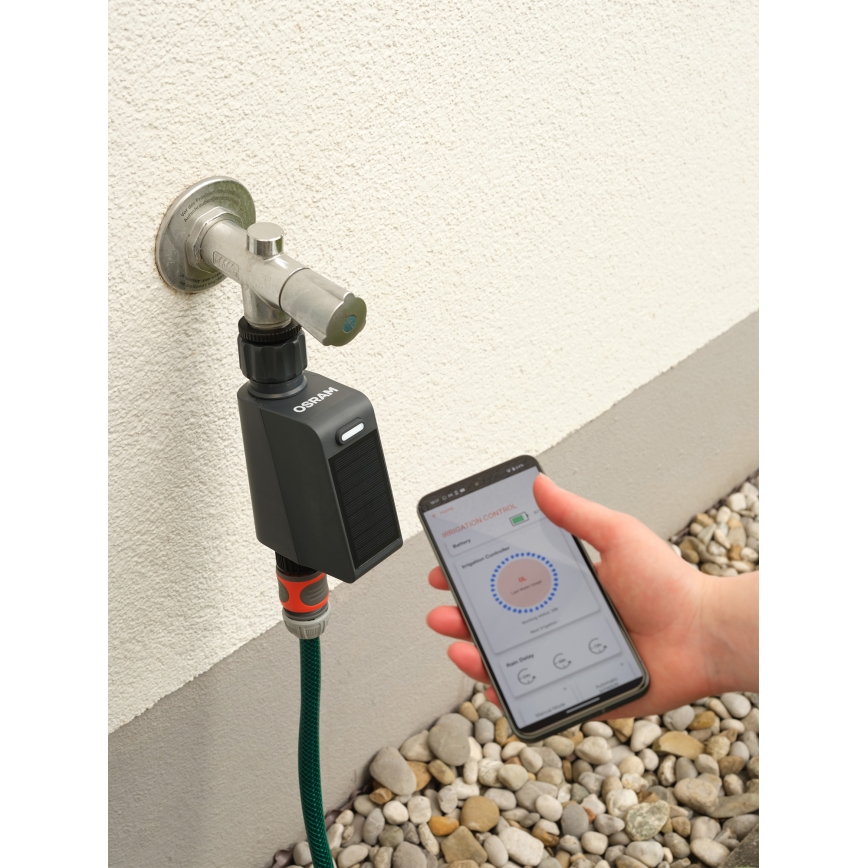 Osram - SMART+ Wi-Fi-käyttöinen kasteluventtiili aurinkopaneelilla, IP55