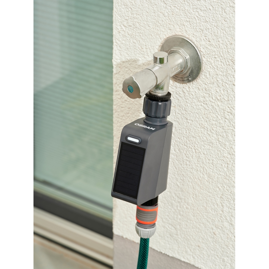 Osram - SMART+ Wi-Fi-käyttöinen kasteluventtiili aurinkopaneelilla, IP55