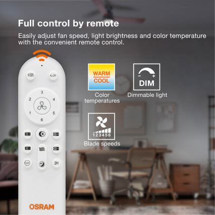 Osram - SOLANO LED himmennettävä kattovalaisin tuulettimella LED/26W/230V 3000/4000/6500K + kaukosäädin